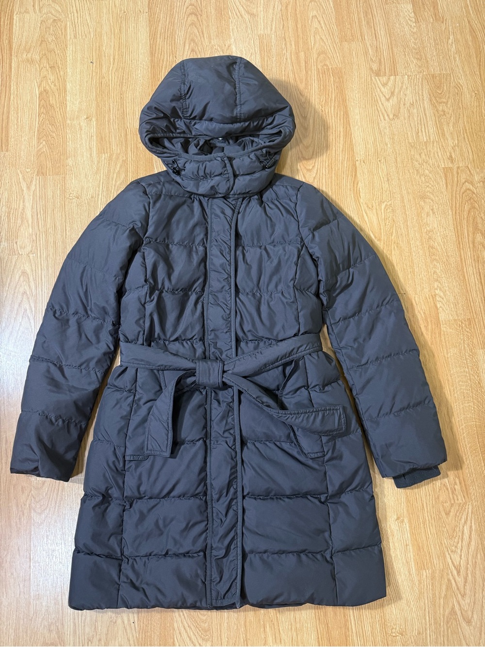 J. Crew Black Women's Hooded Belted Down Puffer Coat - Size XS
